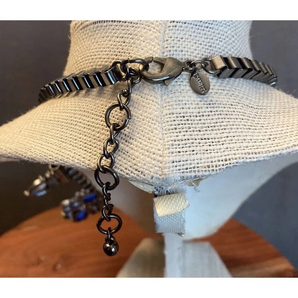 Express Y2k Blue Crystal Silver Wings Beautiful Statement Necklace - Picture 9 of 15